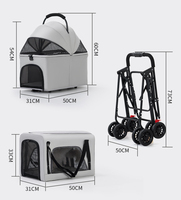 Poussette pliable de luxe légère à quatre roues pour chien, double couche, en ABS écologique, réglable, pour le transport d'animaux de compagnie