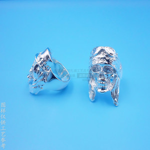3D Skull Model <b>Ring</b> Silver Plated Copper <b>Blank</b> Hip Hop Men's Jewelry Gift Fashion <b>Rings</b> - Product Image 2