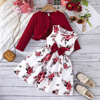 Ensemble Robe Fleurie et Manteau à Manches Longues pour Filles, Style Européen, Vêtements pour Enfants, Robe d'Anniversaire pour Bébé Fille 3 Ans