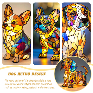 Bouledogue <span class=keywords><strong>français</strong></span> et carlin LED veilleuse série de lampes animales mignonnes lueur ambiante chaude résine tachée artisanat cadeau de table pour les amoureux des chiens - Product Image 5