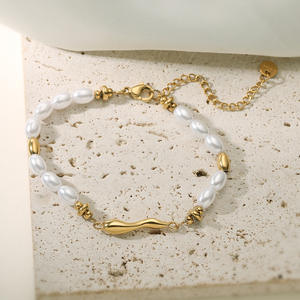 Nueva Pulsera de Moda en Acero Inoxidable Chapado en Oro de 18K con Forma Geométrica y Cadena de Perlas para Fiestas de Aniversario - Product Image 3