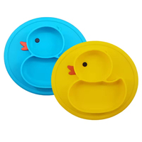 Assiette à ventouse pour bébé réutilisable, design mignon de canard personnalisé, sans BPA, en silicone de qualité alimentaire, écologique, lavable au lave-vaisselle, pour enfants