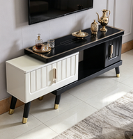 Meuble TV moderne de luxe en MDF avec plateau en verre trempé, ensemble table basse et meuble de rangement, meuble TV, table à thé pour usage domestique