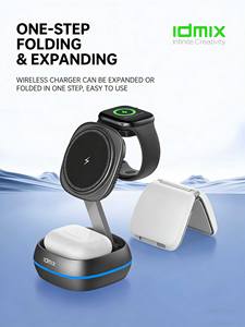 IDMIX Cargador Inalámbrico Magnético Plegable 3 en 1 de 15W para iPhone, Apple Watch y AirPods - Product Image 5