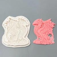 Moule en silicone pour résine de gypse, décoration de gâteau, chocolat, fondant, motif feuille d'érable, dinosaure, dragon diabolique, Warcraft, référence M54497