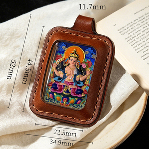Colgante Thangka Pintado a Mano con Guan Gong, Tara Verde, Quinto Llama, Zha Ji Lam, Estilo Tibetano Personalizado - Product Image 4