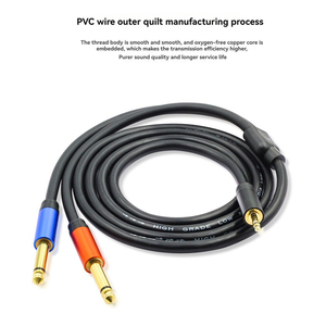 Câble audio adaptateur 3,5 mm vers <span class=keywords><strong>double</strong></span> 6,5 mm, <span class=keywords><strong>double</strong></span> <span class=keywords><strong>jack</strong></span> mono 6,35 mm (1/4 po) vers <span class=keywords><strong>jack</strong></span> stéréo 3,5 mm (1/8 po) - Product Image 3