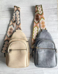 2024 mới nhất Boho tuyên bố Nhiều màu Chevron thêu dây đeo <span class=keywords><strong>3</strong></span> dây kéo cổ điển Vegan da sling Túi - Product Image 2