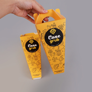 Caja de Papel Biodegradable para Crepas de Burbujas, Contenedor en Forma de <span class=keywords><strong>Cono</strong></span> para Alimentos y Bebidas, Caja para Pizza - Product Image 4