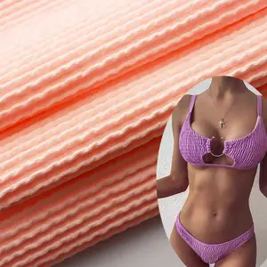 Swimwear Fabric New Fabric Thin Weight 320gsm Polyester Stretch Crinkle Fabric For Swimwear