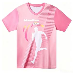 เสื้อยืดวิ่งมาราธอนพิมพ์ลายโลโก้ตามสั่งราคาถูก เสื้อยืดโฆษณาพิมพ์ลาย 3 มิติ เสื้อยืดโพลีเอสเตอร์ 100% เสื้อยืดเปล่าสำหรับงานซับลิเมชั่น - Product Image 1