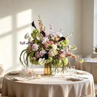 Centres de table personnalisés en gros, colorés, avec verdure et fleurs artificielles, boules blanches, fournitures de décoration de mariage pour événements et fêtes