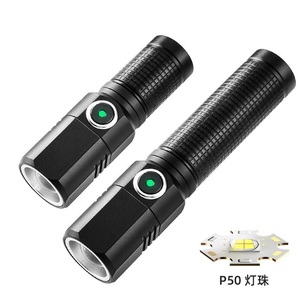 Lampe torche tactique en alliage d'aluminium, mini lampe torche LED rechargeable par USB, portable, durable, éclairage extérieur pour le camping et la randonnée - Product Image 1