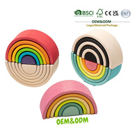Mainan Edukasi JET Montessori Mini Rainbow Building Blocks untuk Pengembangan Intelektual, Mainan Susun Balok Kayu
