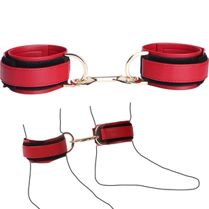 Ensemble BDSM en cuir 2 pièces pour débutants, avec sangles de cheville et de poignet à scratch, menottes de jour pour adultes avec verrou en aluminium détachable - Product Image 5