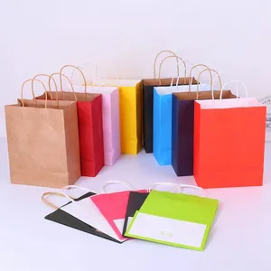 10 pièces/lot petits sacs en papier cadeau respectueux de l'environnement sacs en papier Kraft multifonctions avec poignée sacs d'emballage en papier Recyclable