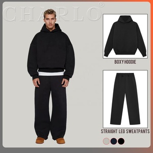 Streetwear <span class=keywords><strong>in</strong></span> bianco Unisex Boxy marca <span class=keywords><strong>tuta</strong></span> Herren produttore oversize <span class=keywords><strong>pantaloni</strong></span> della <span class=keywords><strong>tuta</strong></span> e felpa <span class=keywords><strong>con</strong></span> cappuccio Set per uomo Logo personalizzato - Product Image 2