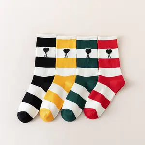 New cuteTrendy Spade A Socks heart shaped medium tube socks Sweet colorful love type cotton crew women socks