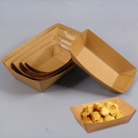1 livre de petites boîtes à lunch kraft jetables brunes, 100 paquets de plateaux alimentaires en carton pour servir des nachos, des collations, des tacos et des frites