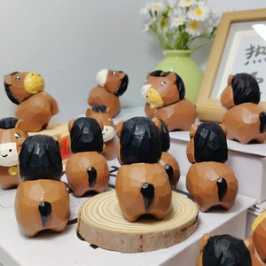 Wooden Pony Carving Brown Horse <b>Desk</b> Ornament Multi Piece Package <b>Rustic</b> Office Decor - Product Image 3