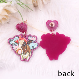 Md147er2222 गर्म बिक्री गुलाबी ग्लिटर एक्रिलिक स्टेनलेस स्टील डिंगल इयररिंग्स वैलेंटिन के दिन xoxo आग लोग बिल्ली फैशन इयररिंग्स - Product Image 3