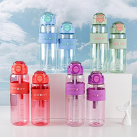 Bouteille d'eau en PC écologique pour étudiants sportifs avec couvercle à bouton-poussoir, légère pour les activités de plein air