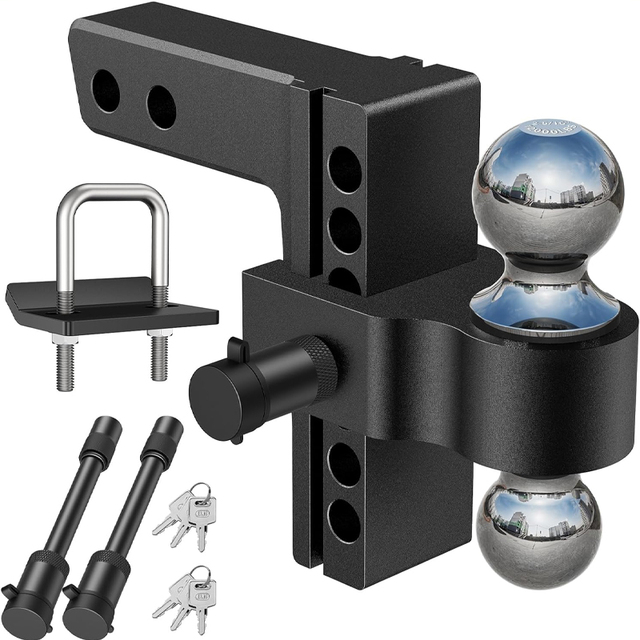 AMBITION Hot Selling Trailer Hitch Fit 2.5 Inch Receiver Dual Solid Ball 2 Aluminum Tow Hitch with 2 Locking Hitch Pin