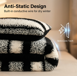 ชุดเครื่องนอนผ้าฟลีซหนานุ่มลายเรขาคณิตทันสมัยแบบสี่ชิ้น สำหรับฤดูหนาว อุ่นสบาย ผ้าปูที่นอนสองด้านเนื้อคอรัล คุณภาพดี - Product Image 2