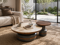 Table basse moderne à plateau relevable avec surface en pierre frittée, rangement dissimulé, table de salon en bois, usine de meubles OEM