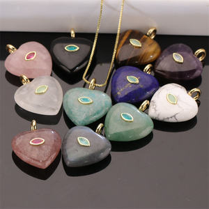 Perhiasan Bergaya Liontin Bentuk Hati dari Batu Permata Alami dengan Pesona CZ Hadiah untuk Wanita - Product Image 3