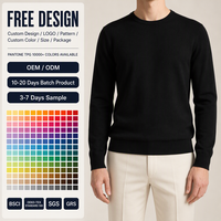 Fabricant OEM ODM Personnalisé – Pull en Maille Fine Noire à Col Rond et Manches Longues pour Homme avec Poignets Côtelés – Vente en Gros Classique