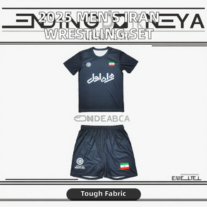 Ensemble de lutte personnalisé pour hommes 2025, tricot extensible, sublimation intégrale, t-shirts + shorts, ensemble 2 pièces pour l'Iran international - Product Image 2