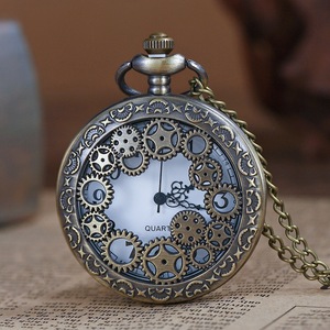 Vintage Classique Fleur Quartz Acier Inoxydable 45mm Grand <span class=keywords><strong>Engrenage</strong></span> Creux <span class=keywords><strong>Montre</strong></span> De Poche Mode Gear Hommes Femmes Flip Cover Rétro - Product Image 1