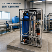 Système de purification d'eau par osmose inverse Two Whale avec réservoir sous pression 2 tonnes/heure, pompe PLC, moteur, machine pour eau de mer haute pression 2kW