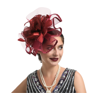 DZ Women's Flower Fascinator Wedding Hair <b>Clip</b> with 3D Embroidery Plush Style for Party and Church Hats - Product Image 1