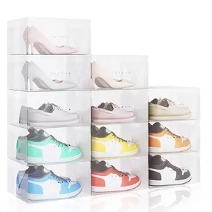 Rangement intérieur simple pour chaussures 12 boîtes à chaussures transparentes en plastique souple espace indépendant sans goût