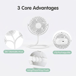 Ventilateurs de bureau portables, mini, personnalisables, pliables, à fixation sur tête ou à suspendre, avec bras flexibles USB - Product Image 5