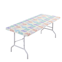 Nappe rectangulaire ajustée en polyester imperméable et élastique de 6 pieds pour table pliante, motif Fleurs de Hawaï, par Factory of Hawaii