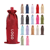 Emballage de vin de Noël personnalisé fourre-tout sac de transport en verre sac à cordon en lin de jute sac à cordon en jute uni pour l'emballage du vin