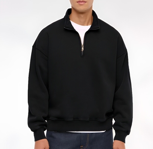 Sudadera con Cierre de Cremallera de un Cuarto con Lavado Ácido de Marca Privada, Fabricación Personalizada de Sudaderas de Forro Polar - Product Image 1