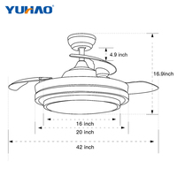 Ventilateur de plafond invisible silencieux BLDC de 42 pouces avec télécommande, pour chambre d'enfant, salon, intérieur, fabrication OEM ODM