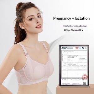 Sujetador de lactancia inalámbrico ultrafino y transpirable con orejas de conejo, tirantes dobles fijos, cierre frontal, nailon, para <span class=keywords><strong>embarazo</strong></span> y maternidad - Product Image 2