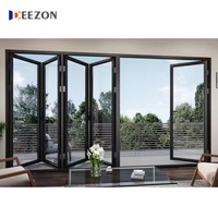 Porte pliante moderne en aluminium de qualité commerciale, finition élégante, double vitrage, pour entrée extérieure d'appartement