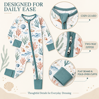 Combinaison bébé au design intemporel, imprimé numérique, en fibre de bambou, avec pieds repliables, fermeture éclair bidirectionnelle, toutes saisons, unisexe, marque privée, nouveau-né
