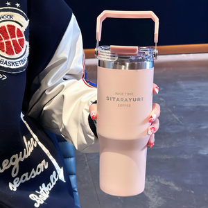 Bình giữ nhiệt cà phê thép không gỉ 900ml in logo tùy chỉnh, bán chạy, có tay cầm, hai lớp, di động, dùng được trong ô tô - Product Image 1