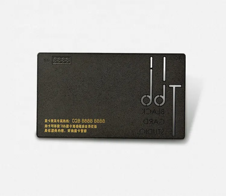 Custom Matte Laser Engraving Slot Etching Convex Code Printing Black RFID NFC Chip Blank Metal Cards