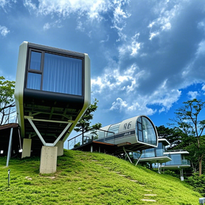 Villa de camping préfabriquée à double étage, type capsule géodésique, solution en forme de dôme pour projets de parcs extérieurs, en acier - Product Image 3