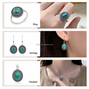 1000S diseño Popular ventas al por mayor Plata de Ley 925 con Turquesa mujeres conjuntos de joyería de moda para regalo de fiesta personalizado - Product Image 2