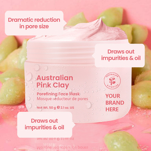 Produits de soins de la peau de marque privée masque à l'argile rose nettoyant pour le visage nettoyant pour le visage exfoliant exfoliant corps gommage ensemble de soins de la peau - Product Image 5