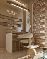 Table de manucure économique à la mode avec dessus en verre table de manucure en bois moderne avec collecteur de poussière et ensemble de chaise de manucure